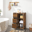 Bathroom Floor Cabinet – Wooden – Rustic Brown – 3 Drawers, Single Door with 2 Adjustable Shelves