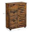 Bathroom Floor Cabinet – Wooden – Rustic Brown – 3 Drawers, Single Door with 2 Adjustable Shelves