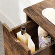 Bathroom Floor Cabinet – Wooden – Rustic Brown – 3 Drawers, Single Door with 2 Adjustable Shelves
