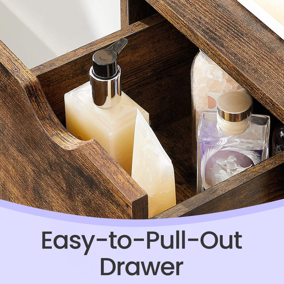 Bathroom Storage Cabinet – Wood – Rustic Brown – Slim Design with 3 Drawers