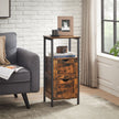 Bathroom Storage Cabinet – Wood – Rustic Brown and Black – Space Saving with 2 Drawers and Open Compartment