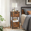 Bathroom Storage Cabinet – Wood – Rustic Brown and Black – Space Saving with 2 Drawers and Open Compartment