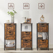 Bathroom Storage Cabinet – Wood – Rustic Brown and Black – Space Saving with 2 Drawers and Open Compartment