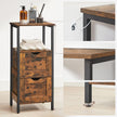 Bathroom Storage Cabinet – Wood – Rustic Brown and Black – Space Saving with 2 Drawers and Open Compartment