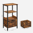 Bathroom Storage Cabinet – Wood – Rustic Brown and Black – Space Saving with 2 Drawers and Open Compartment