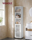 Bathroom Floor Cabinet – Engineered Wood – Cloud White – 3 Open Compartments, 2 Adjustable Shelves