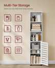 Bathroom Floor Cabinet – Engineered Wood – Cloud White – 3 Open Compartments, 2 Adjustable Shelves