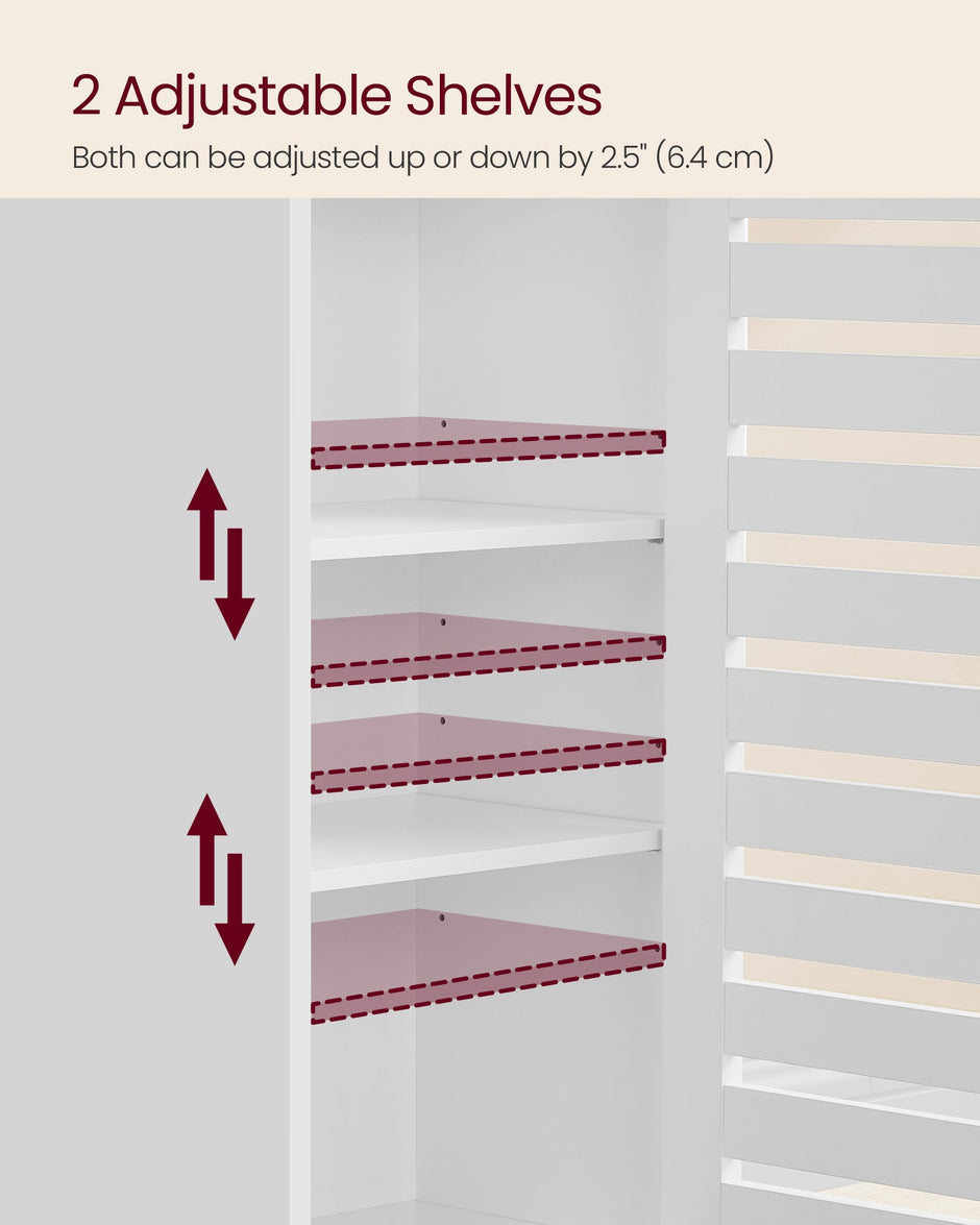 Bathroom Floor Cabinet – Engineered Wood – Cloud White – 3 Open Compartments, 2 Adjustable Shelves