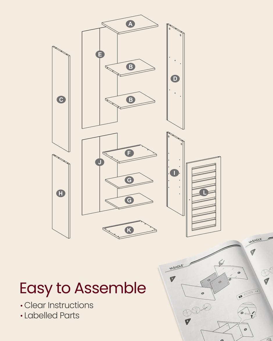 Bathroom Floor Cabinet – Engineered Wood – Cloud White – 3 Open Compartments, 2 Adjustable Shelves