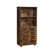 Floor Standing Cabinet – Engineered Wood – Rustic Brown – Louvered Doors, Height-Adjustable Shelf