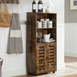 Floor Standing Cabinet – Engineered Wood – Rustic Brown – Louvered Doors, Height-Adjustable Shelf