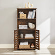 Floor Standing Cabinet – Engineered Wood – Rustic Brown – Louvered Doors, Height-Adjustable Shelf