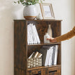 Floor Standing Cabinet – Engineered Wood – Rustic Brown – Louvered Doors, Height-Adjustable Shelf