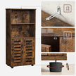 Floor Standing Cabinet – Engineered Wood – Rustic Brown – Louvered Doors, Height-Adjustable Shelf