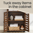 Floor Standing Cabinet – MDF – Rustic Brown – Louvered Doors, Height-Adjustable Shelf