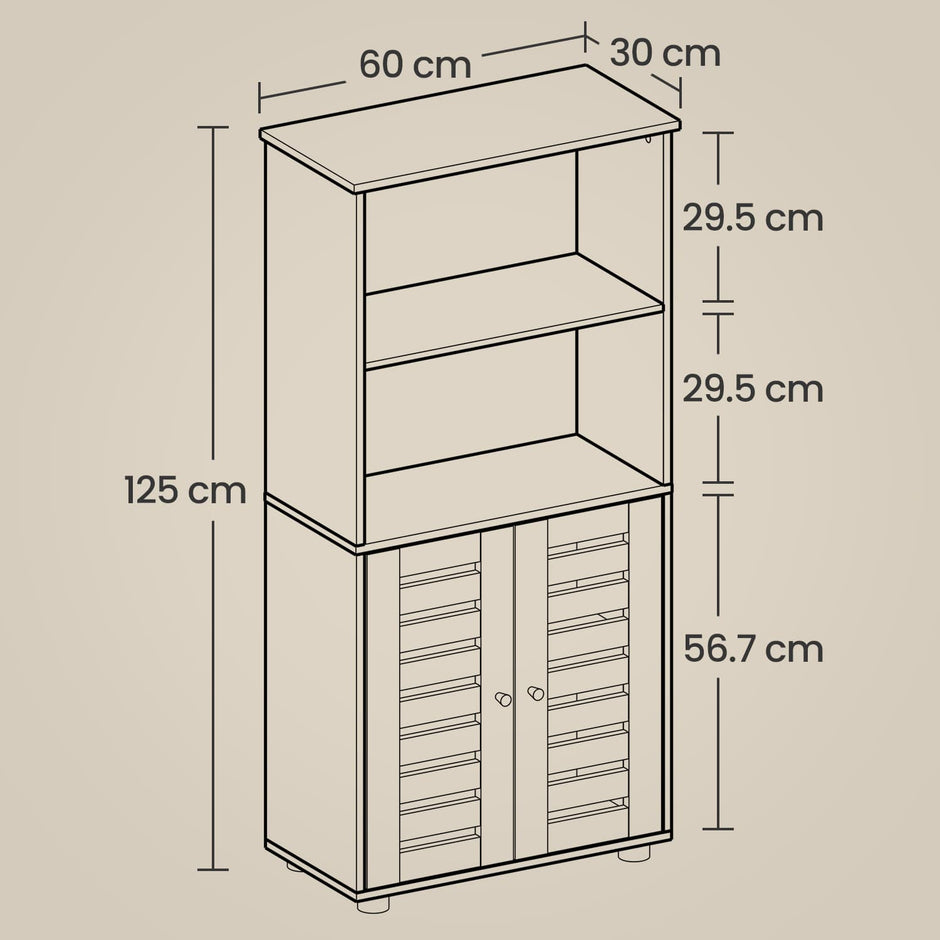 Floor Standing Cabinet – MDF – Rustic Brown – Louvered Doors, Height-Adjustable Shelf