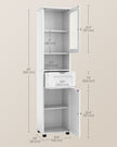 Free-Standing Bathroom Cabinet – Wood – Cloud White – Slim Design with Open Shelf and Adjustable Height Shelves