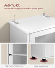 Free-Standing Bathroom Cabinet – Wood – Cloud White – Slim Design with Open Shelf and Adjustable Height Shelves