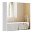 Wall-mounted Storage Cabinet – MDF – White – Three-Door with Mirrors and Adjustable Shelf