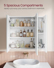Wall-mounted Storage Cabinet – MDF – White – Three-Door with Mirrors and Adjustable Shelf