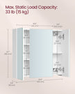Wall-mounted Storage Cabinet – MDF – White – Three-Door with Mirrors and Adjustable Shelf