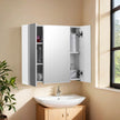 Wall-Mounted Bathroom Storage Cabinet – MDF – White – 3-Door with Adjustable Shelf and Mirror