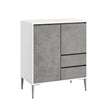 Storage Cabinet – MDF – Concrete Grey – Modern Design with 2 Drawers and Adjustable Shelves