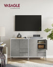 Storage Cabinet – MDF – Concrete Grey – Modern Design with 2 Drawers and Adjustable Shelves