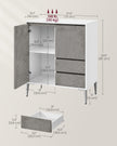 Storage Cabinet – MDF – Concrete Grey – Modern Design with 2 Drawers and Adjustable Shelves