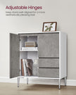 Storage Cabinet – MDF – Concrete Grey – Modern Design with 2 Drawers and Adjustable Shelves