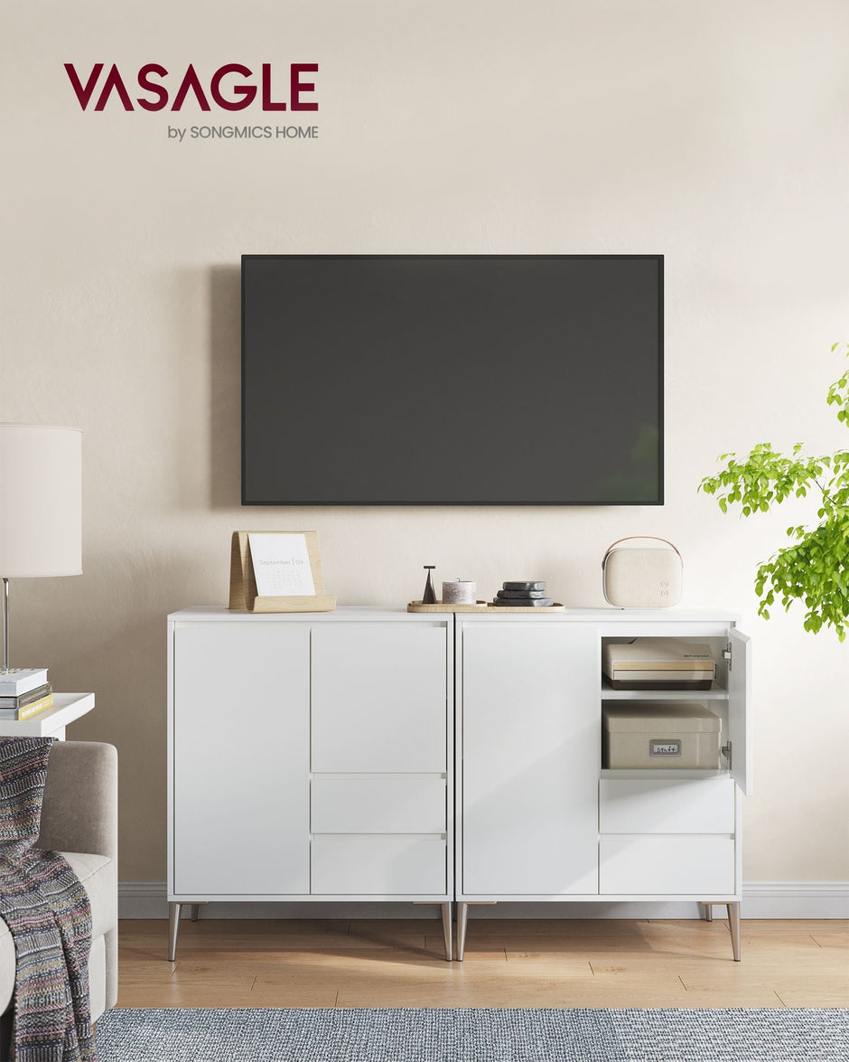 Sideboard – Wood – Modern Brown – Adjustable Shelves and Drawers
