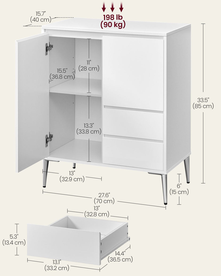 Sideboard – Wood – Modern Brown – Adjustable Shelves and Drawers
