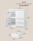 Sideboard Cabinet – Engineered Wood – Cloud White – Adjustable Shelf and Drawers