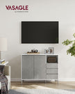 Storage Cabinet – Particle Board – Concrete Grey – Height Adjustable Shelf, 3 Drawers, Modern Design