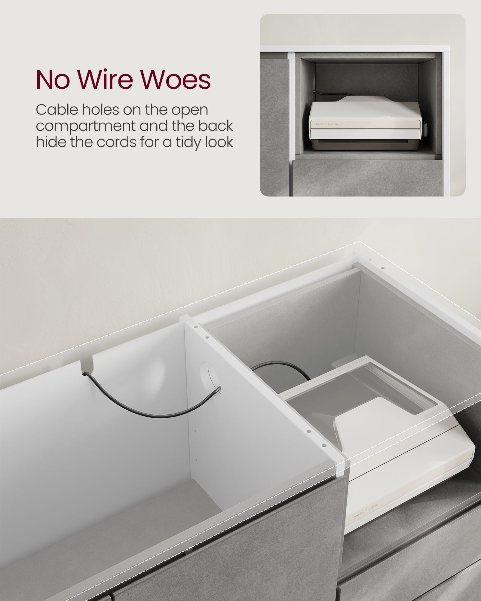 Storage Cabinet – Particle Board – Concrete Grey – Height Adjustable Shelf, 3 Drawers, Modern Design