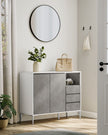Storage Cabinet – Particle Board – Concrete Grey – Height Adjustable Shelf, 3 Drawers, Modern Design