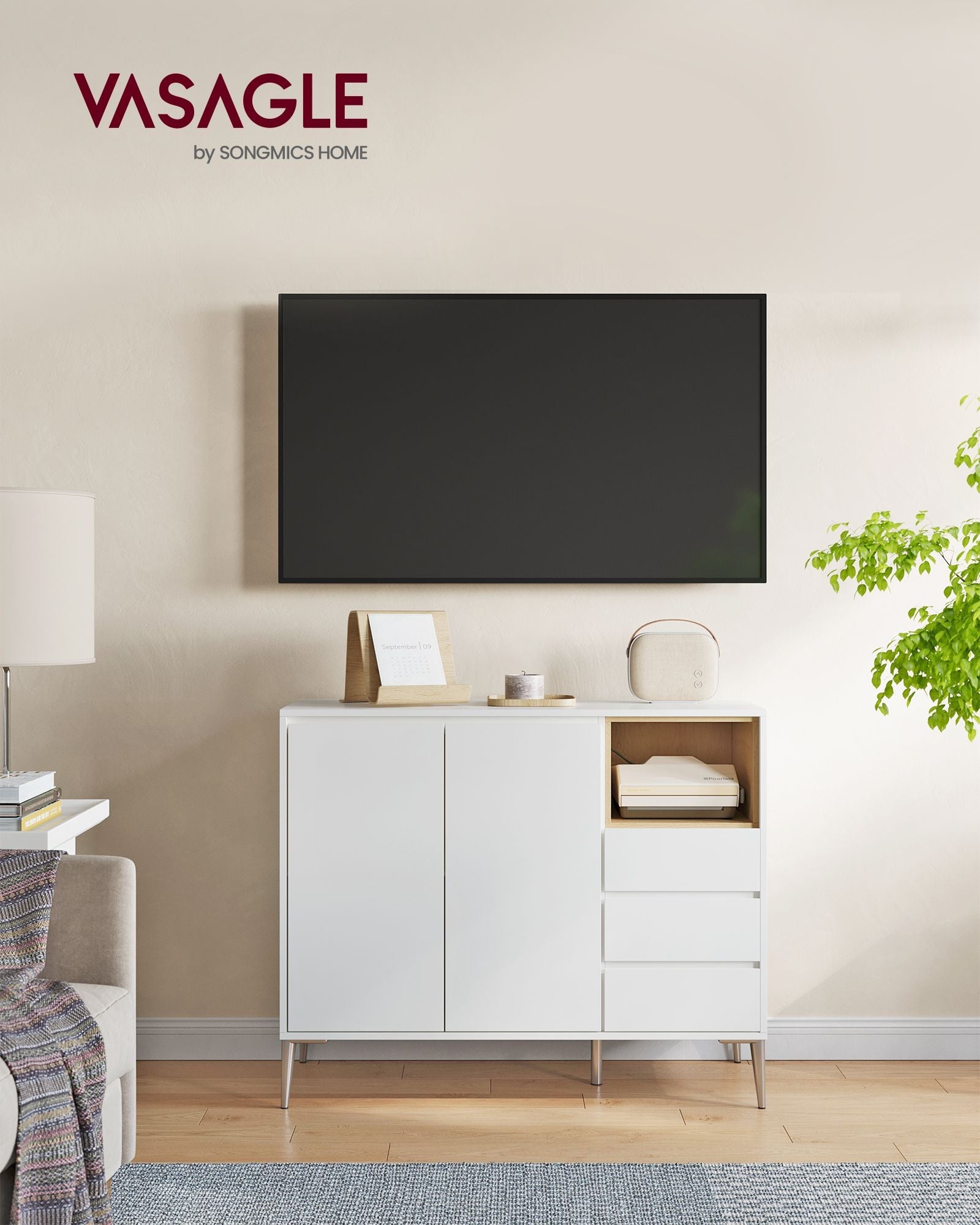 Modern Storage Sideboard – Wood – Dark Brown – Height Adjustable Shelf and Multiple Storage Options