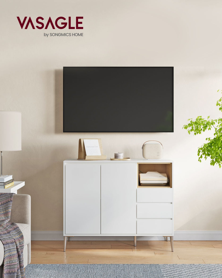 Modern Storage Sideboard – Wood – Dark Brown – Height Adjustable Shelf and Multiple Storage Options