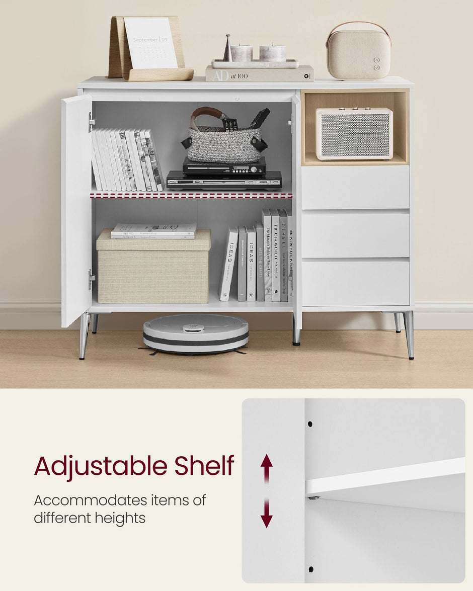 Modern Storage Sideboard – Wood – Dark Brown – Height Adjustable Shelf and Multiple Storage Options