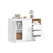 Sideboard Cabinet – Wood – Cloud White – Adjustable Shelf and 3 Drawers