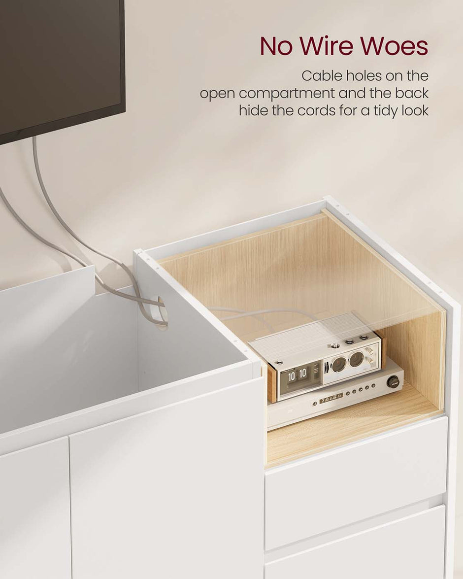 Sideboard Cabinet – Wood – Cloud White – Adjustable Shelf and 3 Drawers