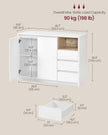 Sideboard Cabinet – Wood – Cloud White – Adjustable Shelf and 3 Drawers