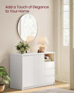 Sideboard Cabinet – Wood – Cloud White – Adjustable Shelf and 3 Drawers