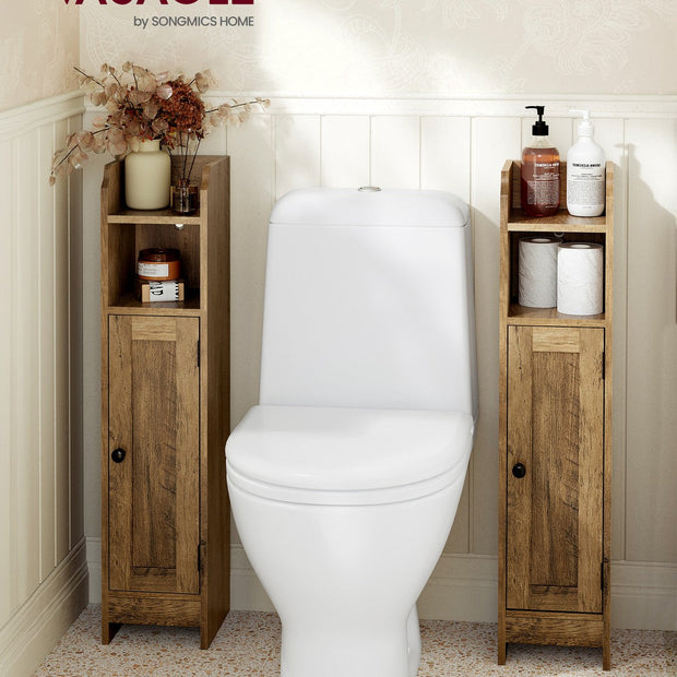 Bathroom Floor Cabinet – Engineered Wood – Honey Brown – Freestanding with Adjustable Shelves