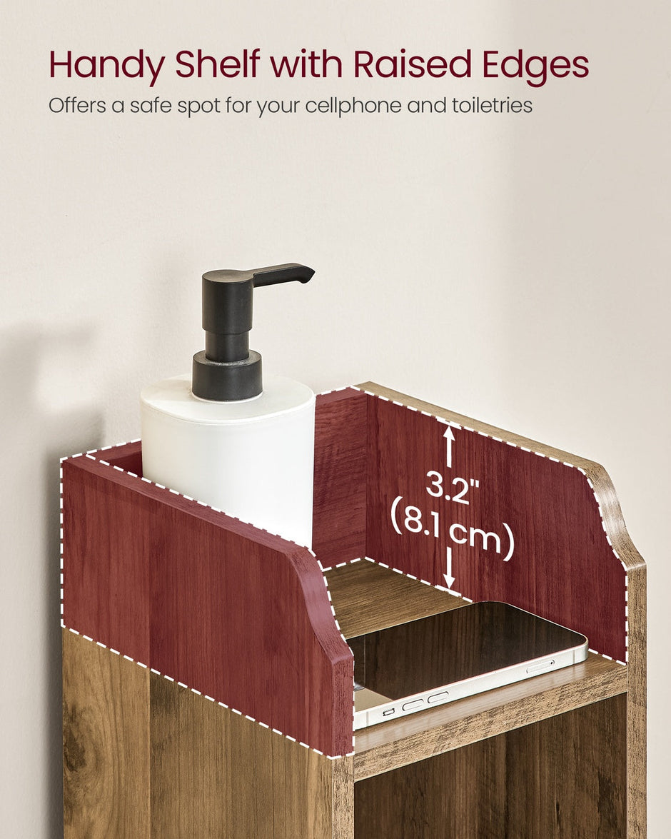 Bathroom Floor Cabinet – Engineered Wood – Honey Brown – Freestanding with Adjustable Shelves