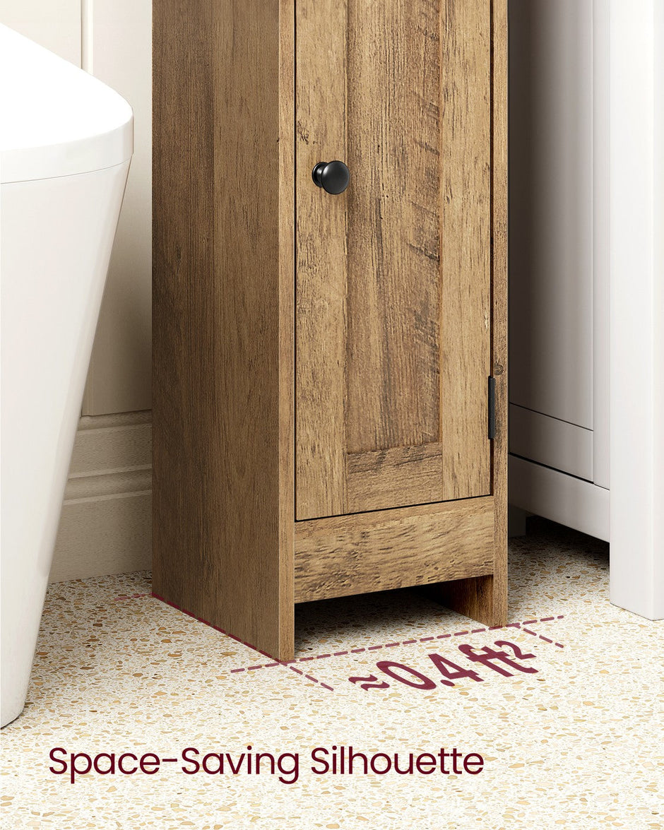 Bathroom Floor Cabinet – Engineered Wood – Honey Brown – Freestanding with Adjustable Shelves