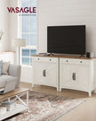 Storage Sideboard – Wood – Rustic White and Honey Brown – Adjustable Shelf and Drawer