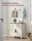 Storage Sideboard – Wood – Rustic White and Honey Brown – Adjustable Shelf and Drawer