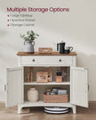 Storage Sideboard – Wood – Rustic White and Honey Brown – Adjustable Shelf and Drawer