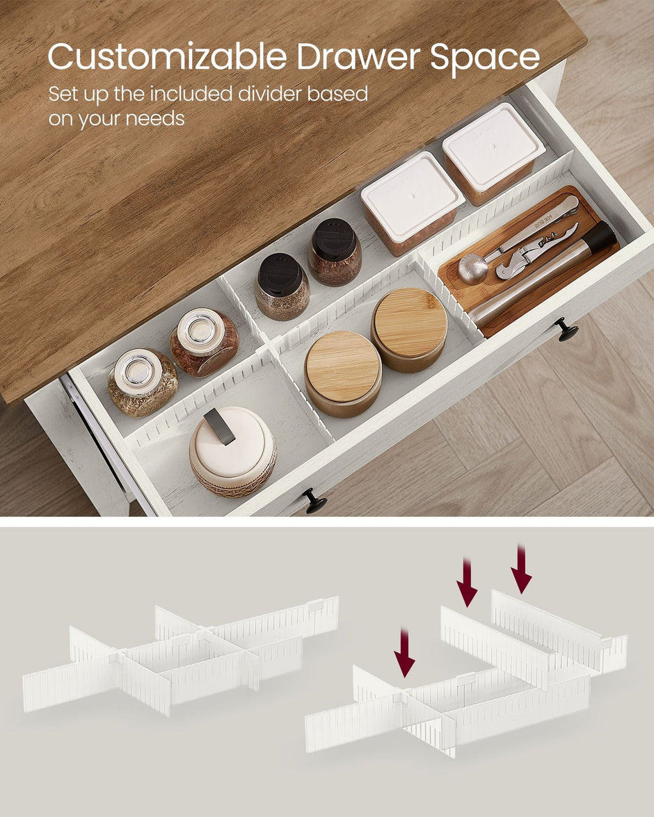 Storage Sideboard – Wood – Rustic White and Honey Brown – Adjustable Shelf and Drawer